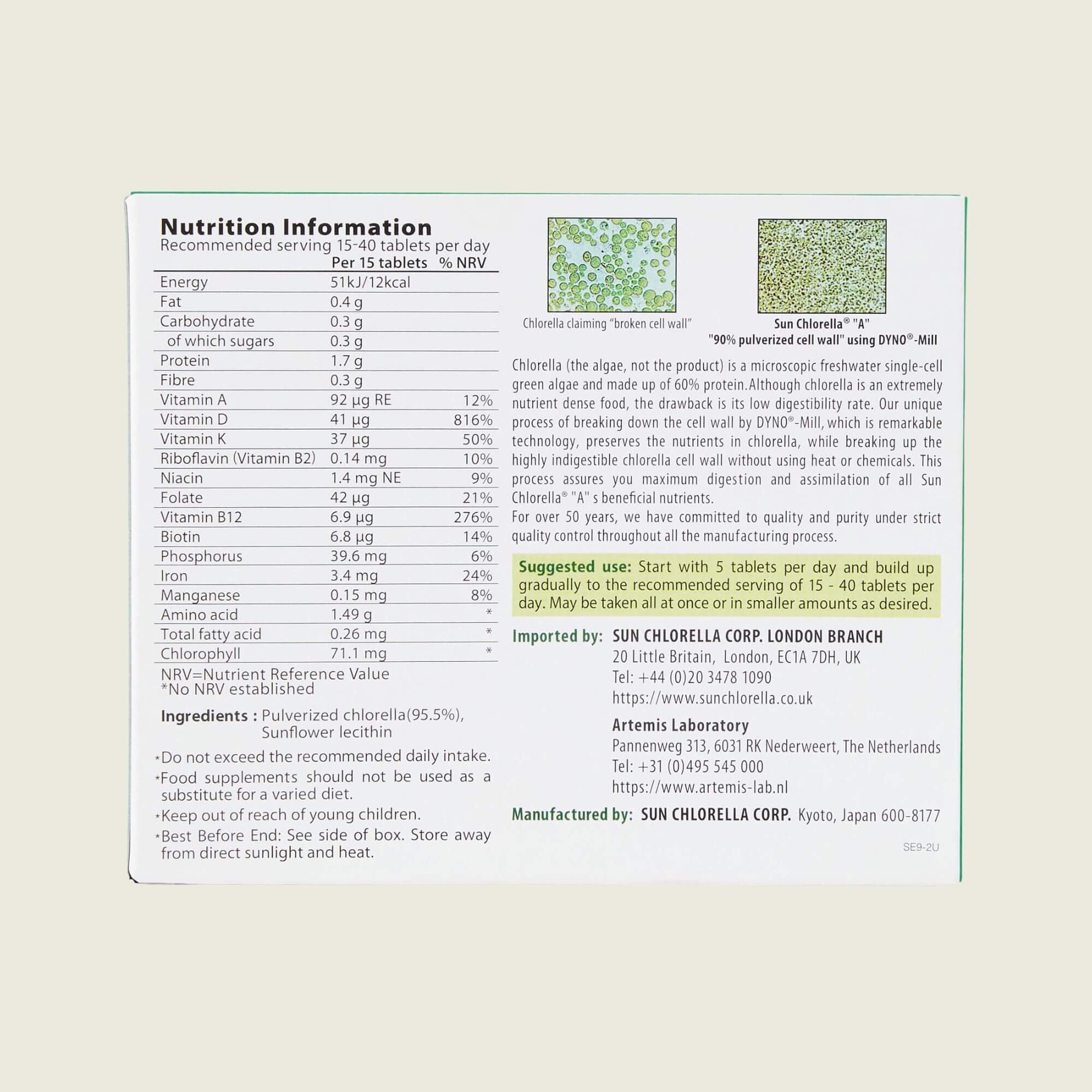 Sun Chlorella 'A' 300 Tablets - 3 Pack Bundle (10% Saving)-Sun Chlorella UK | Wholefood Supplements